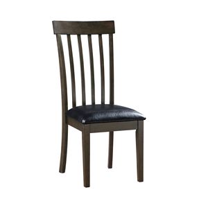 Ensemble de 2 chaises de salle à manger en bois rembourrées en similicuir Espresso Mobilier de salle à manger avec assise noire - Product Image 3
