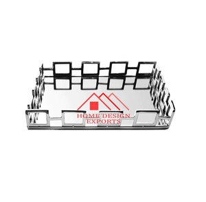 Bandeja para servir comida de estilo único, bandeja de vidrio para servir, la más vendida, bandeja de metal hecha a mano con acabado en níquel - Product Image 1