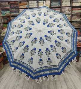 Sombrilla de Jardín con Estampado Artesanal Indio, Sombrilla de Algodón para Patio Exterior, para Resort, Cafetería, Piscina, Venta al por Mayor, Exportación, B2B, OEM - Product Image 1
