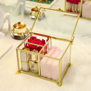 Contemporary Metal And Glass Storage Organizer For Makeup Collection Jewelry Perfume And Cosmetic Essentials - Product Image 1