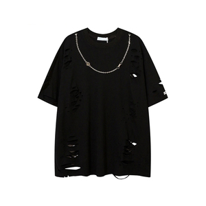 เสื้อยืดโอเวอร์ไซส์ผู้ชาย แขนสั้น คอกลม สีพื้น สไตล์สตรีท ผ้าเจอร์ซีย์คอตตอน 100% - Product Image 2
