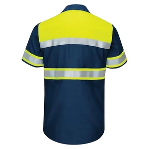 Men's Hi Visibility Reflective Work Shirt Class 2 Polyester Safety <b>Uniform</b> <b>for</b> <b>Construction</b> Road Crew - Product Image 2