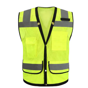 Chaleco de Seguridad Reflectante con Múltiples Bolsillos con Cremallera, Fluorescente, de Poliéster, Certificado CE, Resistente al Viento, para Trabajo de Construcción - Product Image 6