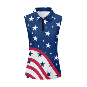 Polo sans manches pour femme haute performance, col quart zippé, sublimation, tissu léger pour le tennis et le golf en extérieur - Product Image 4