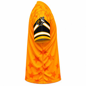 Maillot de football américain personnalisé sublimé, col en V, manches courtes, logo cheval orange, maille respirante, vêtements unisexes pour adultes - Product Image 4