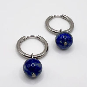 Pendientes Pequeños de Lapislázuli, Plata de Ley, Chapados en Oro, Piedra Natural Curativa, Joyería Hecha a Mano, Regalo para Mujer, Fiesta - Product Image 1