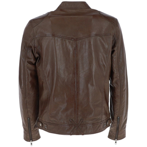 Veste en cuir pour homme de style streetwear, design personnalisé, vente en gros, haute qualité, coupe slim, avec tissu en toile, vestes en cuir pour homme - Product Image 3