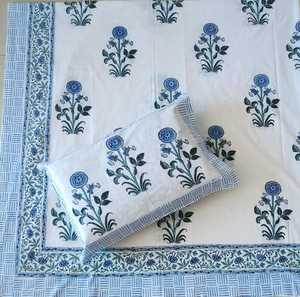 Sábana Plana King Size de Algodón Puro con Estampado Artesanal, 200 Hilos, Ecológica, Suave para la Piel, para Todas las Estaciones - Product Image 1