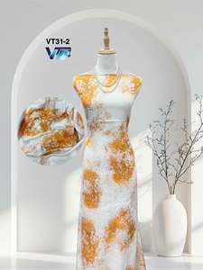 Tela de Chifón Jacquard Floral Viet Thang, 100% Poliéster, Ligera, Tejida, Transpirable, 60GSM, 150/160cm, Modelo 8936, para Mujer - Product Image 4