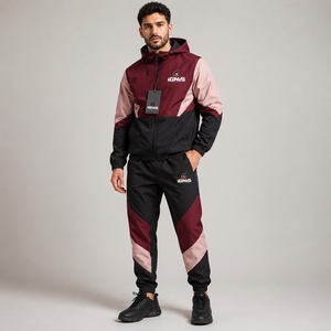 Ensemble de survêtement coupe-vent pour homme, veste à capuche coupe-vent et pantalon assorti, vêtements de sport confortables pour l'entraînement en plein air - Product Image 4