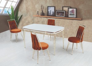 Juego de Mesa de Comedor Estilo Europeo Diseño Moderno 4 Sillas Extensible Tablero de Aglomerado Patas de Metal Ecológico Duradero Muebles para el Hogar - Product Image 4