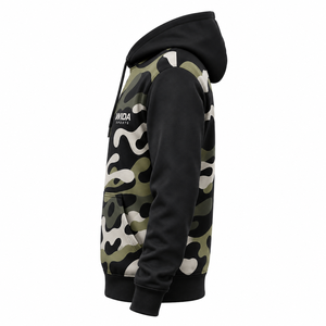 Sudadera con Capucha Personalizada de Forro Polar de Poliéster con Estampado de Camuflaje Negro Oliva por Sublimación - Product Image 4