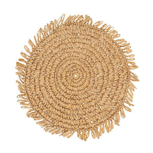 Manteles individuales redondos de papel de rafia natural Suministros para manualidades DIY para fines decorativos - Product Image 3