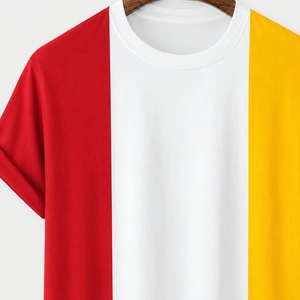 Men's Short Sleeve O-Neck Solid <b>Red</b> White Yellow Polyester Sublimation Printed Knitted Regular Fit Casual Lightweight T-<b>Shirt</b> - Product Image 2