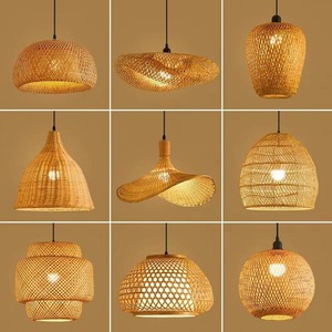 Lustre suspendu en rotin tressé, lumière incandescente pour salon de thé, salle à manger, maison de thé - Style zen japonais et chinois antique - Product Image 3