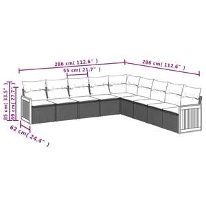 Ensemble de canapés de patio en polyrotin noir, 9 pièces avec coussins, meubles d'extérieur, style contemporain - Product Image 5