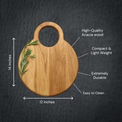 Planche à découper ronde en bois naturel, extrêmement durable, compacte et élégante, légère et de haute qualité - Product Image 2