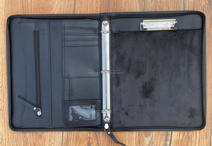 Portafolios Multifuncional de Cuero Genuino, Portafolios de Piel de Vaca con Cierre de Cremallera y Carpeta de Anillas, Tamaño A4, Nuevo - Product Image 5