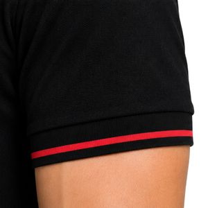 Premium Black Mens Polo <b>Shirt</b> With Red Contrast <b>Collar</b> And Sleeve Trim Custom Logo Short Sleeve Casual Golf Sportswear <b>T</b> <b>Shirt</b> - Product Image 4
