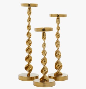 Juego de tres candelabros de latón dorado retorcido para decoración del hogar al mejor precio - Product Image 3