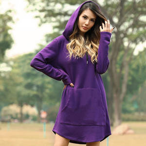 Jocoo Jolee Oversized Pullover Casual Loose Solid Women <b>Hoodie</b> with <b>Long</b> Style Casual Pocket Kpop-Inspired Violet XL <b>Dress</b> - Product Image 1