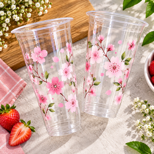 Vasos de Plástico PP Transparente con Tapas, Forma Redonda, 98 mm de Diámetro, para Bebidas - Product Image 5