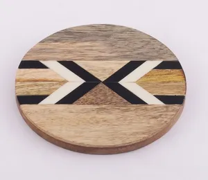 Juego de Posavasos de Madera de Acacia Natural de Alta Calidad, Diseño Bohemio, Hechos a Mano y No Tóxicos, Accesorios de Cocina para Bebidas - Product Image 2