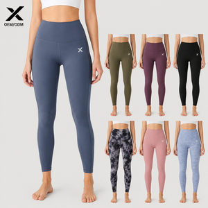 X Sports City Women's High Waist Yoga <b>Leggings</b> Solid Color Full Length Four-Way Stretch Seamless Pants OEM ODM Natural Colors - Product Image 1