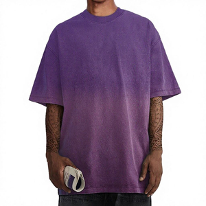 Wholesale Custom Retro Men's <b>Knitted</b> Blank T-shirt 100% Cotton Washed High-quality Luxury Heavy Weight Photo Print Vintage Shirt - Product Image 1