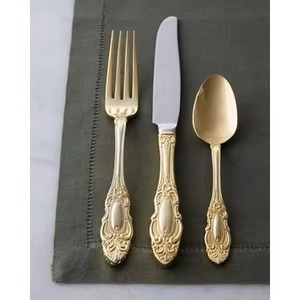 Ensemble de couverts en laiton faits à la main, couverts de luxe pour la salle à manger, cuillère, fourchette, couteau, vaisselle élégante pour la maison et les restaurants - Product Image 6