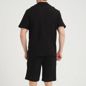 Men Sports Latest Fashion Button up Shirt Short Sleeve Printing Summer Short Sets Casual Solid Color Men <b>T</b>-shirt and Short Sets - Product Image 2