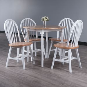 Juego de Mesa de Comedor Sorella de 5 Piezas con Tablero Abatible en Blanco y Natural con Sillas Windsor - Product Image 3