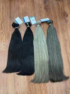 Extensions de cheveux humains de luxe argentées et gris foncé – Densité maximale – Réutilisables - Product Image 4