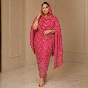 Tissu en voile de coton brodé or classique |   Tissu pour robe Toub soudanaise 100% coton pour femmes, pour les mariages, les fêtes et les tenues culturelles - Product Image 2