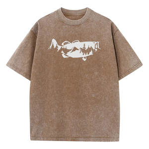 เสื้อยืดลายกราฟิกปลาป่าฟอกสี สำหรับผู้ชายและผู้หญิง ทรงหลวม ผ้าฝ้ายฟอกสี 230 กรัม สไตล์เรโทรฮิปฮอป วินเทจ - Product Image 6