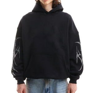 Best Selling 2026 Winter Arrival Men <b>Thick</b> <b>Fleece</b> Solid Hooded Eco-Friendly Rhinestone Casual Streetwear Hoodies in Cheap Rates - Product Image 1