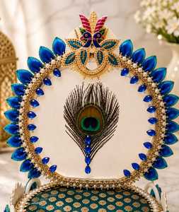Trono Decorativo de Madera Hecho a Mano con Diseño de Pavo Real para Gopal Singhasan, Ídolo de Krishna, Pooja Chowki, Decoración de Templo para el Hogar, Mandir, Janmashtami - Product Image 6