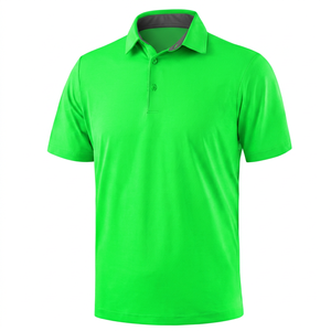 Polo à manches courtes bleu clair uni pour homme, décontracté, respirant, en coton tricoté, coupe classique - Product Image 5
