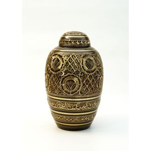 Handcrafted Brass Metal Cremation Urns for Human Ashes Adult Size - Decorative White Funeral Urn <b>Memorial</b> <b>Large</b> Burial Vases - Product Image 4