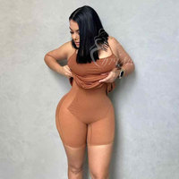 Robe gainante 2-en-1 sculptante, extensible, couleur nude, avec crochets, sans entrejambe, sans rembourrage, grande taille, vente en gros