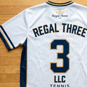 Camiseta de Tenis Regal Three LLC Unisex de Manga Corta, Sublimada, de Malla 100% Poliéster, Transpirable, con Cuello en V - Product Image 6