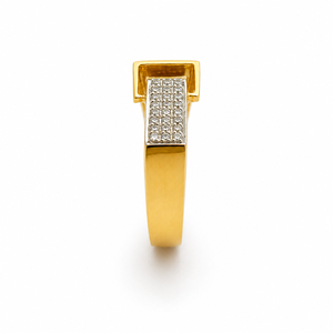 Bague de déclaration de luxe pour homme en or jaune 18 carats avec boucle géométrique et micro-pavé de zircone cubique, idéale pour mariage, fête, usage quotidien ou comme cadeau. - Product Image 4