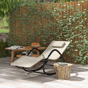 Chaise à bascule rotative pour jardin et piscine, en plastique brun imitation bois, résistante aux UV et à l'eau, pliable - Product Image 2