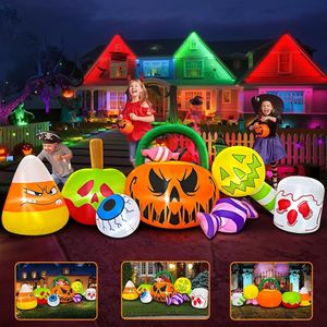 10 FT decorazioni da cortile all'aperto di Halloween fantasma di zucca Combo con arco gonfiabile a LED festivo decorazioni da giardino di Halloween - Product Image 6
