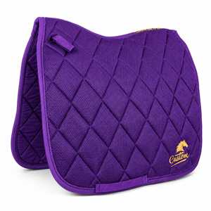 Custom Purple Quilted Horse Saddle Pad Front Logo Velcro Closure Unisex 140g Woven Fabric Digital Printed Customize Material - Product Image 1