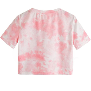 Camiseta de Manga Corta con Estampado Tie-Dye, Cuello Redondo, Tejido de Punto, Estilo Casual, Corte Recortado, Ajuste Regular - Product Image 2