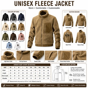 Chaquetas de Forro Polar Duraderas al por Mayor con Logotipo Personalizado para Hombre y Mujer, Parches Reforzados de Nailon en los Codos, Chaquetas de Forro Polar Cálidas con Cuello Alto - Product Image 2