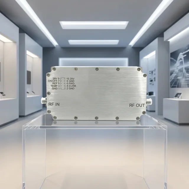 GaN RF Power Amplifier 100W High Power Broadband Microwave Amplifier 500MHz-2.5GHz with 50dB Gain for Wireless Communication