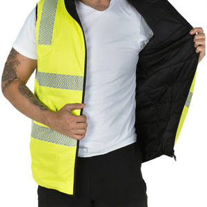 Gilet de sécurité réfléchissant rouge fluorescent de classe 2 ANSI, imperméable, en maille polyester, coupe-vent, pour la sécurité routière industrielle, pour hommes - Product Image 2