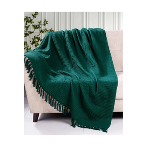 Soft 100% Wool Slub <b>Knit</b> Jacquard Woven Herringbone Bed Sofa <b>Throw</b> Antistatic Durable & Comfortable for Modern Interiors - Product Image 1